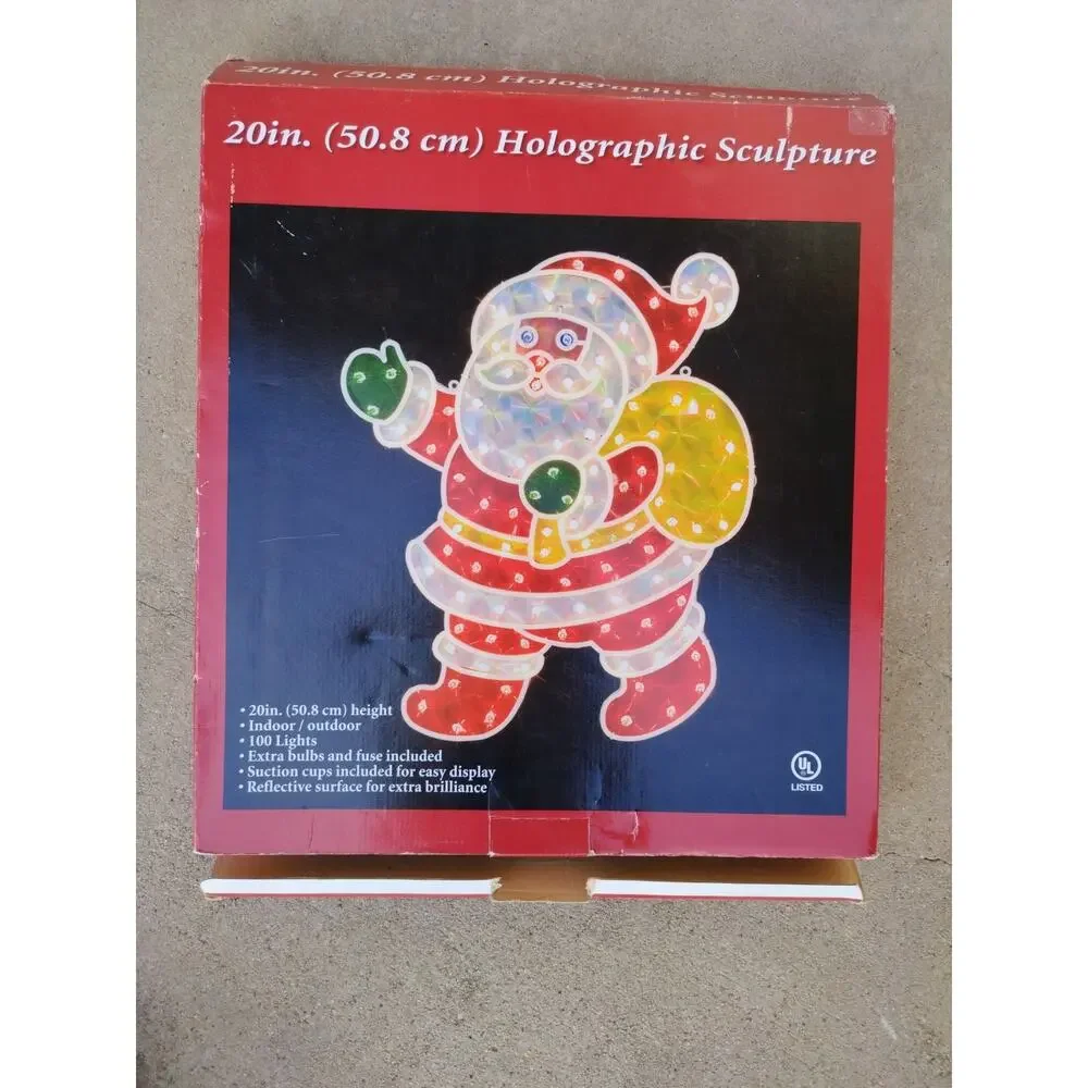 Vintage Home Accents Holographic Indoor/Outdoor Christmas Santa Light Up